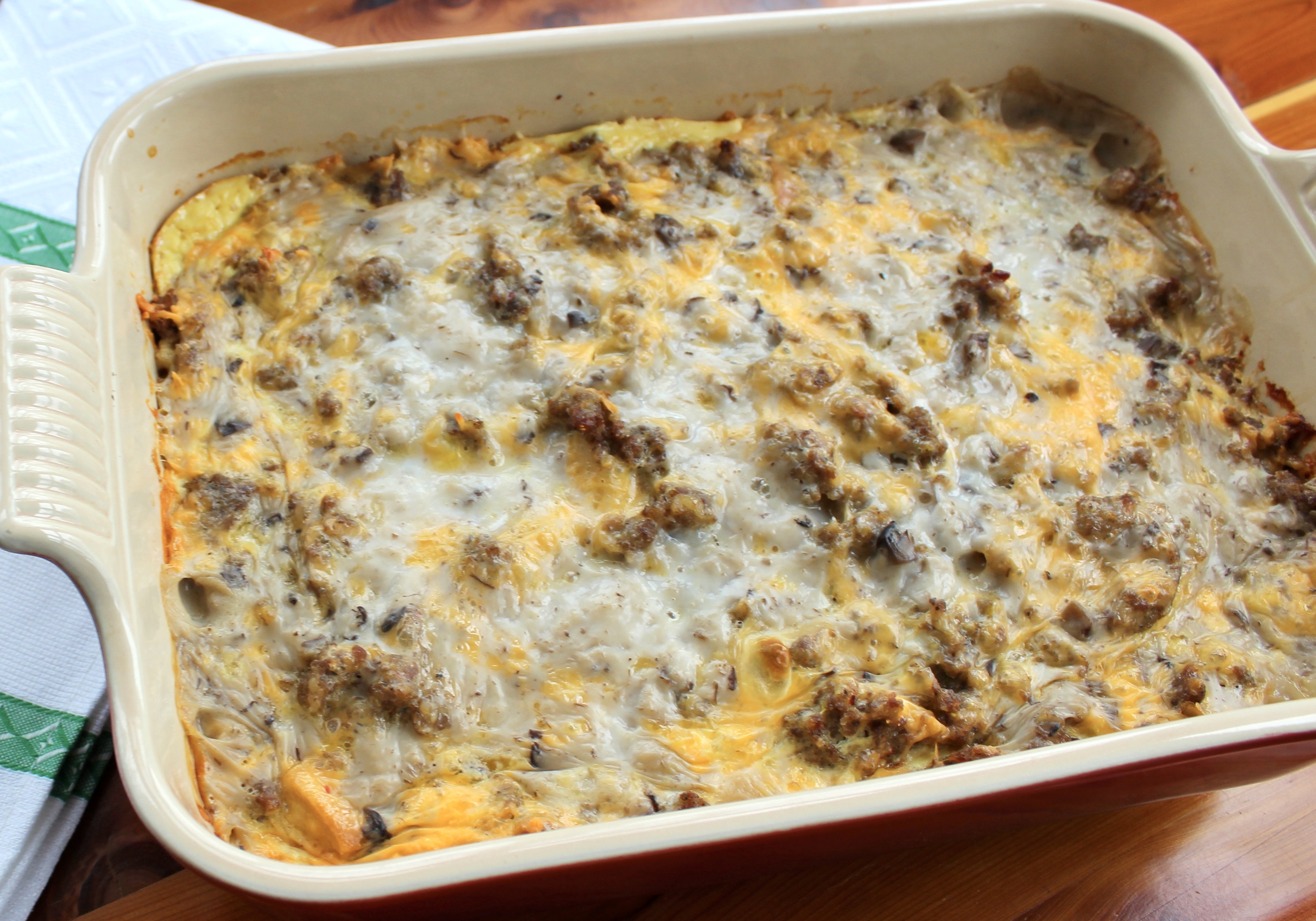 Sausage Mushroom Breakfast Strata